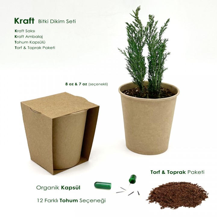 Logo Baskılı Kraft Saksılı Tohum Yetiştirme Seti